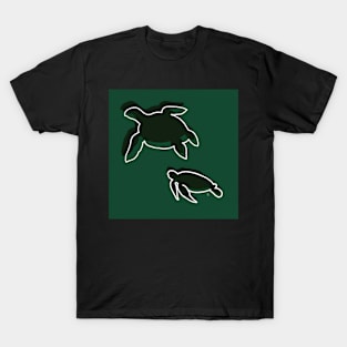 Turtles Silhouette Illustration T-Shirt